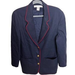 Vintage The Limited Women's Wool Blend Long Blazer Jacket Navy Size S Academia